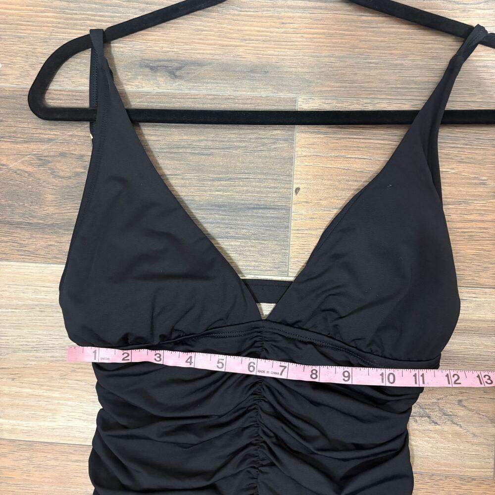 La Blanca Swimsuit Swimwear One Piece Beachwear Black Ruched Cut Out Back - Picture 9 of 9